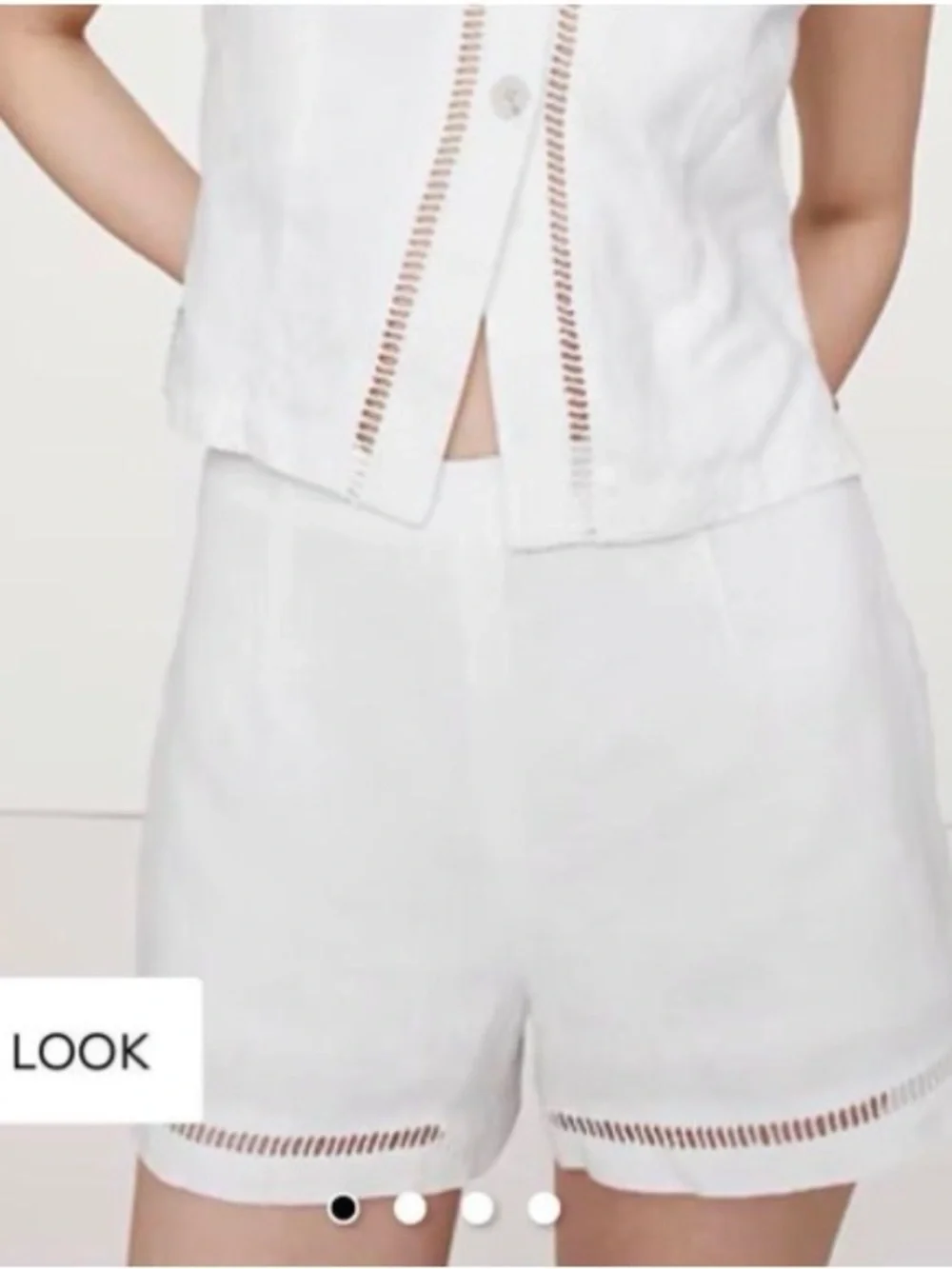 Banana Republic Hi Rise Ladder Stitch Lace Trim 3” White Linen Shorts NWT SZ 4
